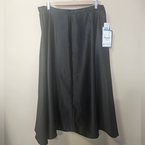 NWT Alex Evenings Satin Skirt Women's Size XL Black A Line - Picture 1 of 5